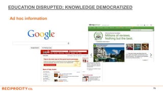 EDUCATION DISRUPTED; KNOWLEDGE DEMOCRATIZED
79
Ad hoc information
 