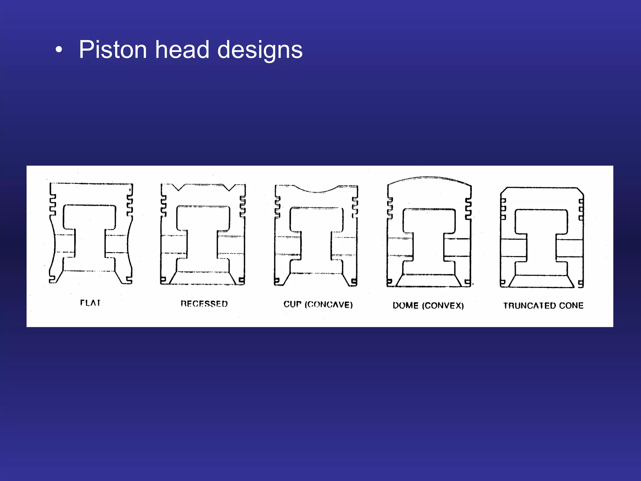 Piston head designs  