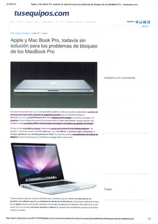 Reclamación Apple (GPU Macbook Pro 2011)