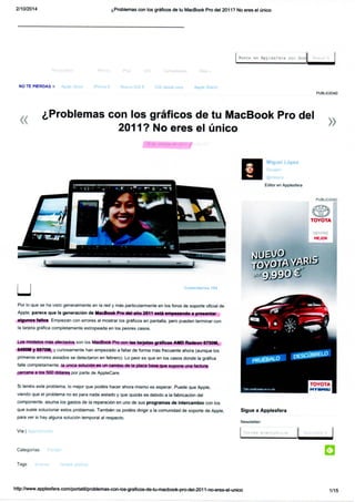Reclamación Apple (GPU Macbook Pro 2011)