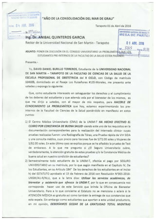 INTERNADO 2016 - Carta de Reclamo