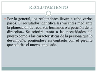 Reclutamiento Del Personal