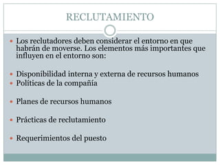 Reclutamiento Del Personal