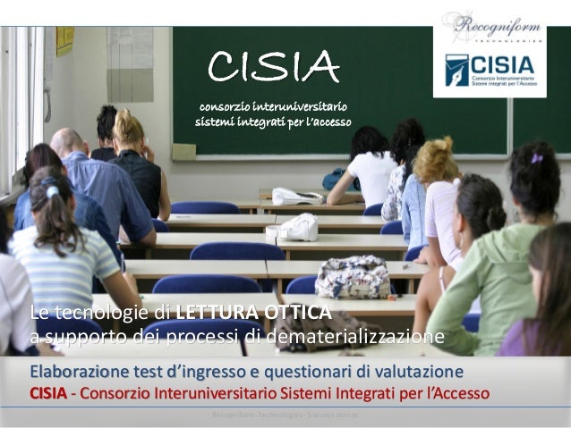 Recogniform Per Cisia Lettura Ottica Test D Ingresso E Questionari D