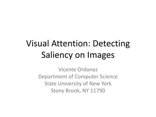 Visual Attention: Detecting Saliency on Images Vicente Ordonez Department of Computer Science State University of New York Stony Brook, NY 11790 