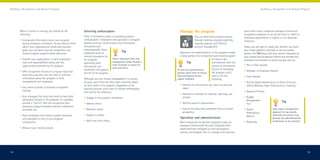Building a Recognition and Reward Program                                                                                                                                                          Building a Recognition and Reward Program




        When it comes to training, you should do the          Selecting ambassadors                                       Manage the program                                       years when many companies managed reward and
        following:                                                                                                                                                                 recognition programs on an ad hoc basis or relied on
                                                              There is tremendous value in providing program                            You can determine program success          individual departments or regions to run disparate
        • Incorporate information about your program          “ambassadors”—employees who specialize in program                         through tracking, progress reporting,      initiatives.
          during employee orientation. As you educate them    specifics and can communicate that information                            ongoing analysis, and effective
          about your organizational values and business       articulately and                                                          account management.                        Today, you will want to make sure whether you build
          goals, you can show how the recognition and         enthusiastically. These                                                                                              your online platform internally or use an outside
                                                              employees serve as
                                                                                                   Tip                     Operation and administration of the program entails
          reward program supports these objectives.                                                                                                                                partner, like ITAGroup, that your system integrates all
                                                              internal champions for                                       a large portion of a recognition and reward program.    your reward and recognition efforts and includes the
        • Provide clear expectations of each employee’s       the program,               Solicit volunteers from non-                                     It’s easy to get         necessary functionality to ensure success, such as:
          roles and responsibilities along with the                                      management ranks. Provide a              Tip                     overwhelmed with the
                                                              generating both
          opportunities provided by the program.                                         small incentive or award for                                     volume of information.   • Peer to Peer Awards
                                                              information and
                                                                                         time and effort.
                                                              excitement throughout                                     As with any administrative        As part of managing
        • Offer recognition forums on a regular basis that                                                                                                                         • Manager to Employee Awards
                                                              the life of the program.                                  process, you’ll want to ensure    the program, you’ll
          share best practices. Use this time to reinforce                                                              that participants receive         want to do the           • Team Awards
          information about the program to both               Although you can choose ambassadors in a variety          regular feedback.                 following:
          management and employees.                           of ways, you’ll find that they often volunteer based                                                                 • Activity Based Awards (such as Years of Service,
                                                              on their belief in the program. Regardless of the           • Identify the information you want to track and           Safety, Wellness, Sales Productivity or Training.)
        • Use online tutorials to facilitate recognition                                                                    report
                                                              selection process, you’ll want to choose ambassadors
          training.                                                                                                                                                                • Approval Process
                                                              who will do the following:
                                                                                                                          • Determine methods for tracking, reporting, and
        • Give managers the tools they need to help them                                                                    analysis                                               • Budget
                                                              • Engage in the program themselves
          participate actively in the program. For example,                                                                                                                          Management
          provide a “tool kit” that lists recognition best                                                                • Identify areas of improvement                                                               Tip
                                                              • Mentor others                                                                                                        Tool
          practices, program-branded material, celebration
          checklists, etc.                                    • Motivate others                                           • Look at the data that’s gathered from an overall       • Award                     Only require management
                                                                                                                            perspective                                              Redemption                approval for top awards;
        • Hold workshops that feature outside educators       • Explain to others                                                                                                    Options                   otherwise the process may
          who specialize in one of your program                                                                           Operation and administration                                                         become too administratively
          components.                                         • Work well with others                                     Most reward and recognition programs today are           • Reporting                 burdensome to be practical.
                                                                                                                          managed electronically through integrated web-
        • Measure your training results.                                                                                  based platforms designed to track participants,
                                                                                                                          activity, and budgets. This is a change from previous




14                                                                                                                                                                                                                                           15
 