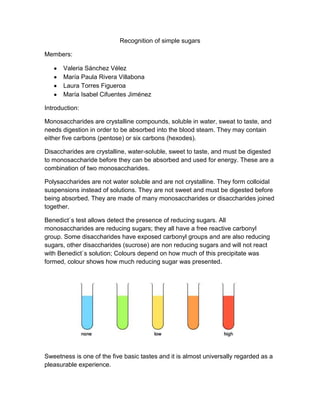 Recognition of simple sugars | PDF