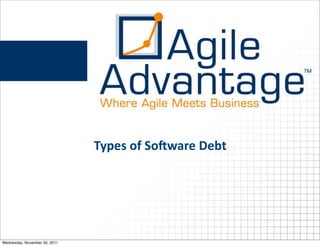 Types	
  of	
  So+ware	
  Debt




Wednesday, November 30, 2011
 