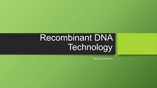 Asma Noreen
Recombinant DNA
Technology
 