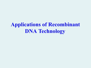 Applications of Recombinant
DNA Technology
 