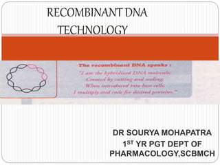 DR SOURYA MOHAPATRA
1ST YR PGT DEPT OF
PHARMACOLOGY,SCBMCH
RECOMBINANTDNA -
TECHNOLOGY
 