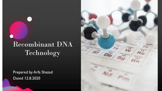 Recombinant DNA
Technology
Prepared by Arfa Shazad
Dated 12.8.2020
 