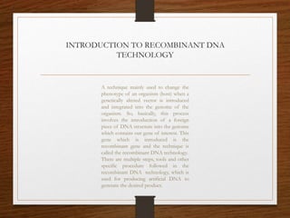 Recombinant dna technology | PPTX