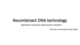 Recombinant DNA technology. Application of genetic engineering in ...