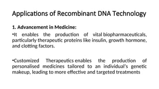 Recombinant DNA technology. Application of genetic engineering in ...