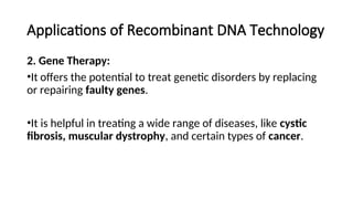 Recombinant DNA technology. Application of genetic engineering in ...