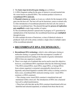 Recombinant dna technology introduction | PDF