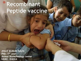 * Recombinant
    Peptide vaccine




ANUJ KUMAR RAJA
PhD. 1st year
Animal Biotechnology center
NDRI, INDIA
 
