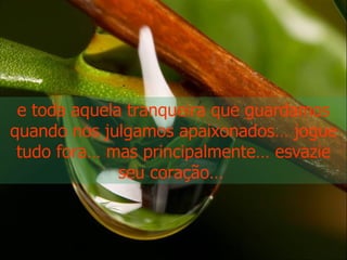 e toda aquela tranqueira que guardamos quando nos julgamos apaixonados… jogue tudo fora… mas principalmente… esvazie seu coração…  