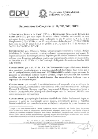 Recomendação Conjunta 01/2017 DPU/DPE