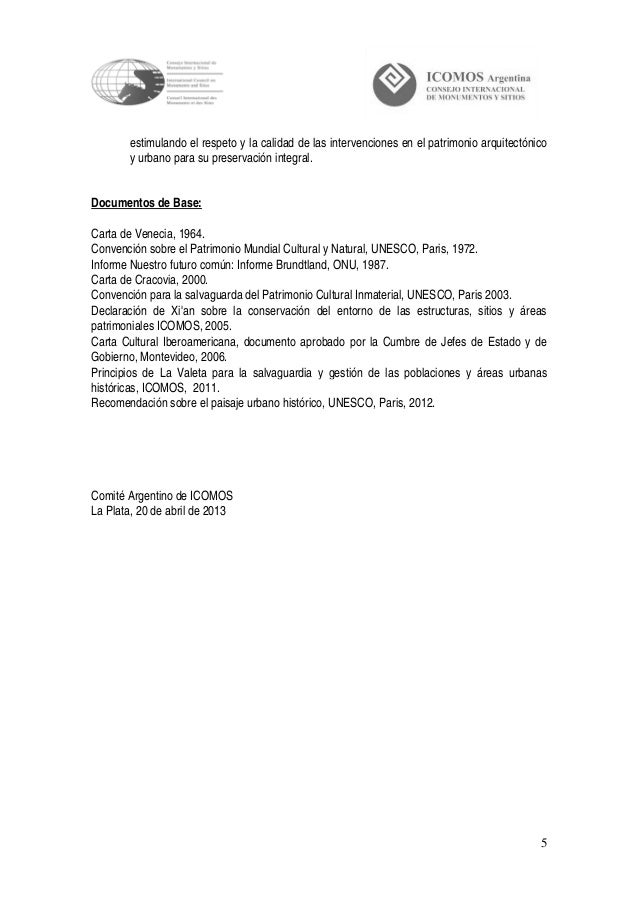 Recomendación icomos Recomendación icomos