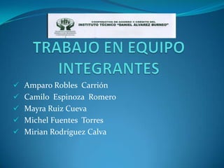  Amparo Robles Carrión
 Camilo Espinoza Romero
 Mayra Ruiz Cueva
 Michel Fuentes Torres
 Mirian Rodríguez Calva
 