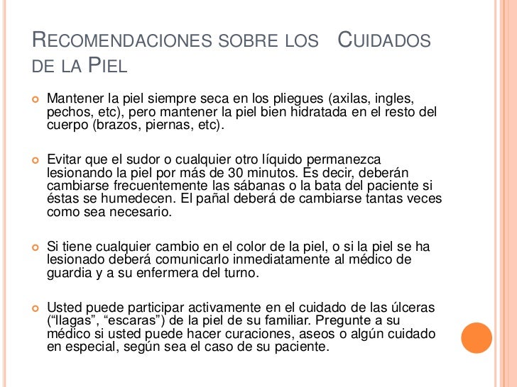Recomendaciones durante la hospitalización