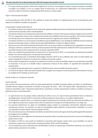 Resumen Ejecutivo de las Recomendaciones 2015 del European Resuscitation Council
3
•	 Un cuerpo extraño que produce obstru...