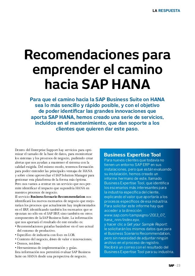 Recomendaciones para emprender el camino a SAP HANA