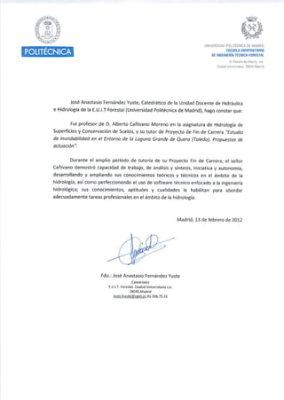 Carta de Recomendación E. U. I. T Forestal (Madrid)