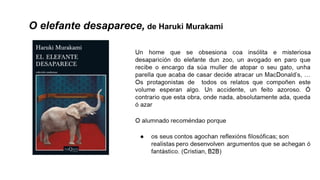 O elefante desaparece, de Haruki Murakami
 