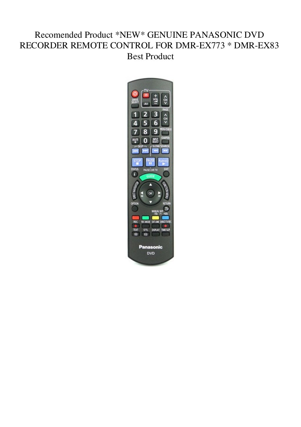 Product NEW GENUINE PANASONIC DVD RECORDER REMOTE CONTROL