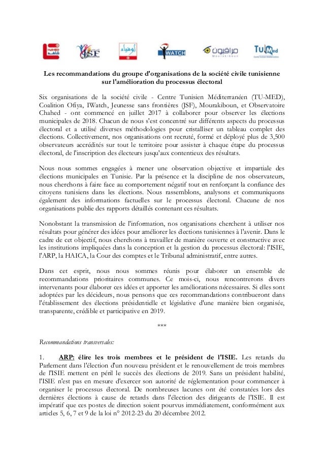 Recommandations Conjointes Fr élections 2019 - 
