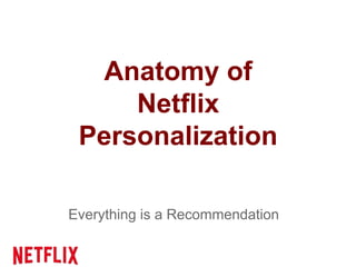 Anatomy of
Netflix
Personalization
Everything is a Recommendation
 