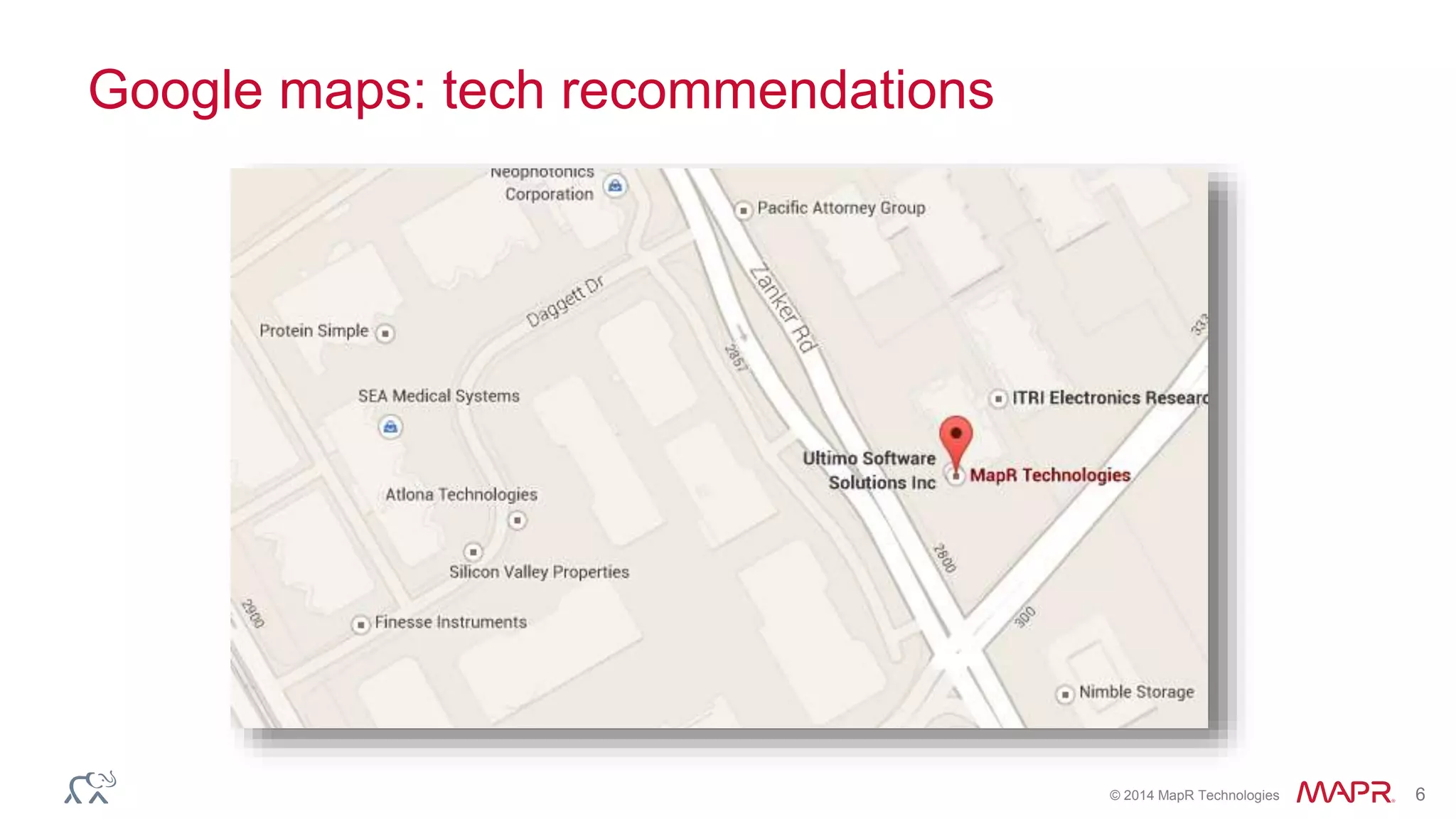 © 2014 MapR Technologies 6
Google maps: tech recommendations
 