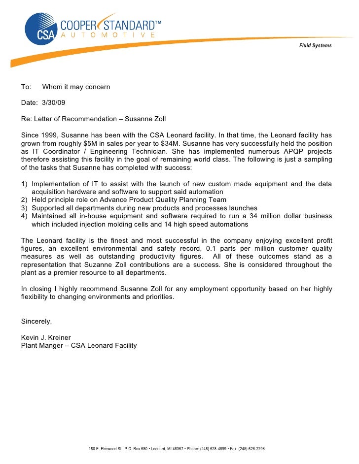 recommendation letter from kevin kreiner what is included in a letter of recommendation