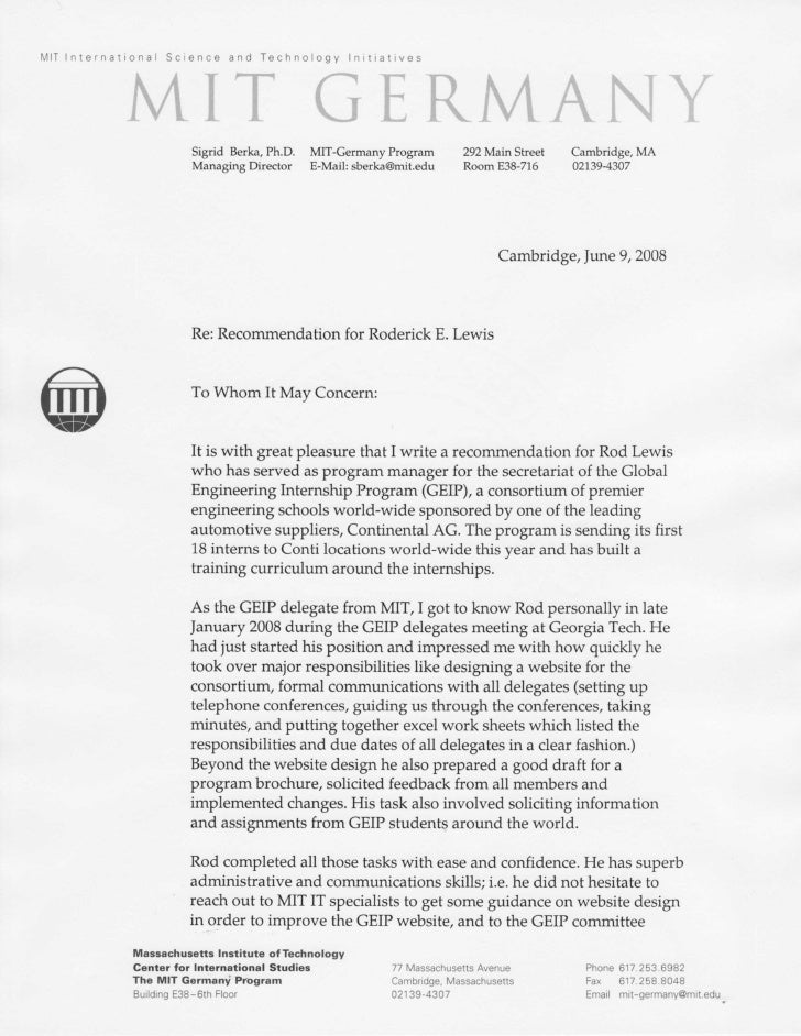 recommendation letter mit recommendation letter mit