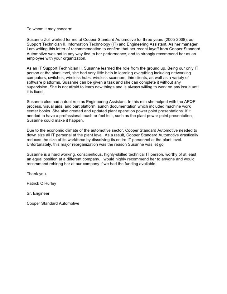 recommendation letter from patrick hurley letter of recommendation it technician