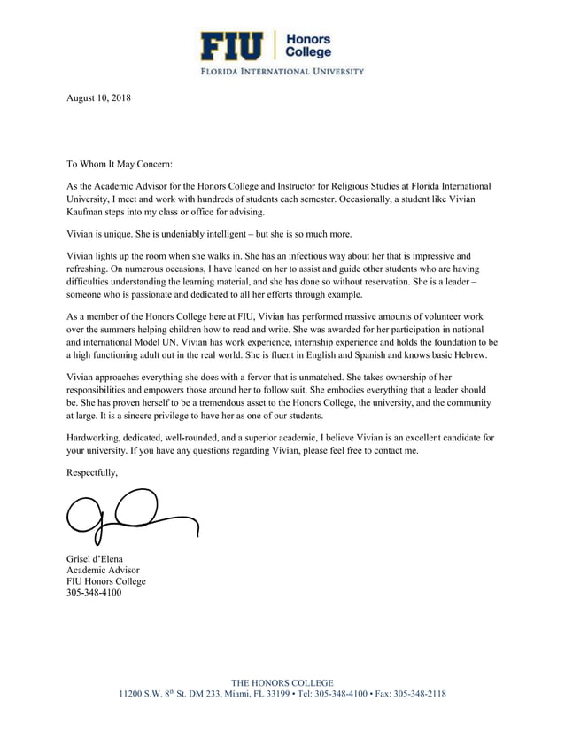 letter vivian kaufman PDF