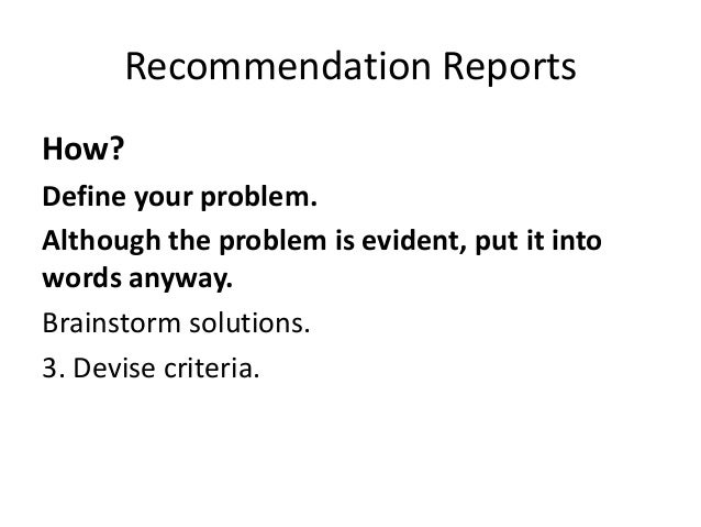 recommendation reports define recommendation