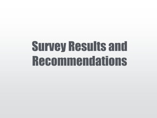 Survey Results and
Recommendations
 