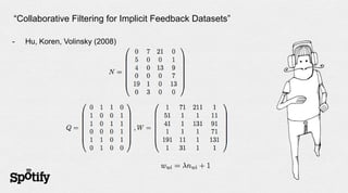 “Collaborative Filtering for Implicit Feedback Datasets”, cont.
 