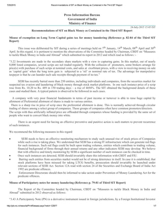 SIT Report on Black Money to Hon. Supreme Court | PDF