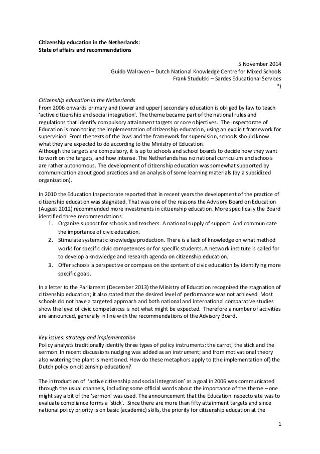 Essay on citizenship education