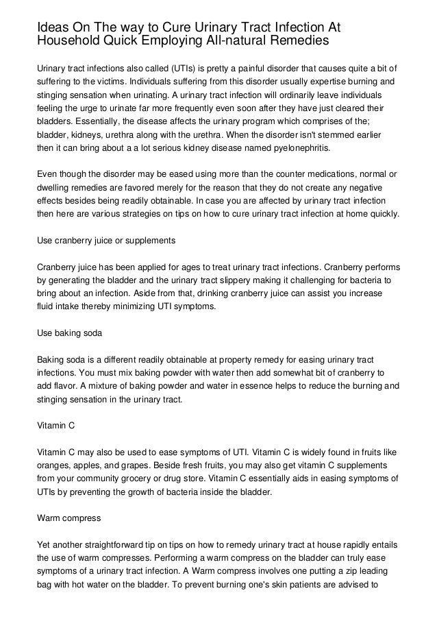 Ideas On The way to Cure Urinary Tract Infection At Household Quick