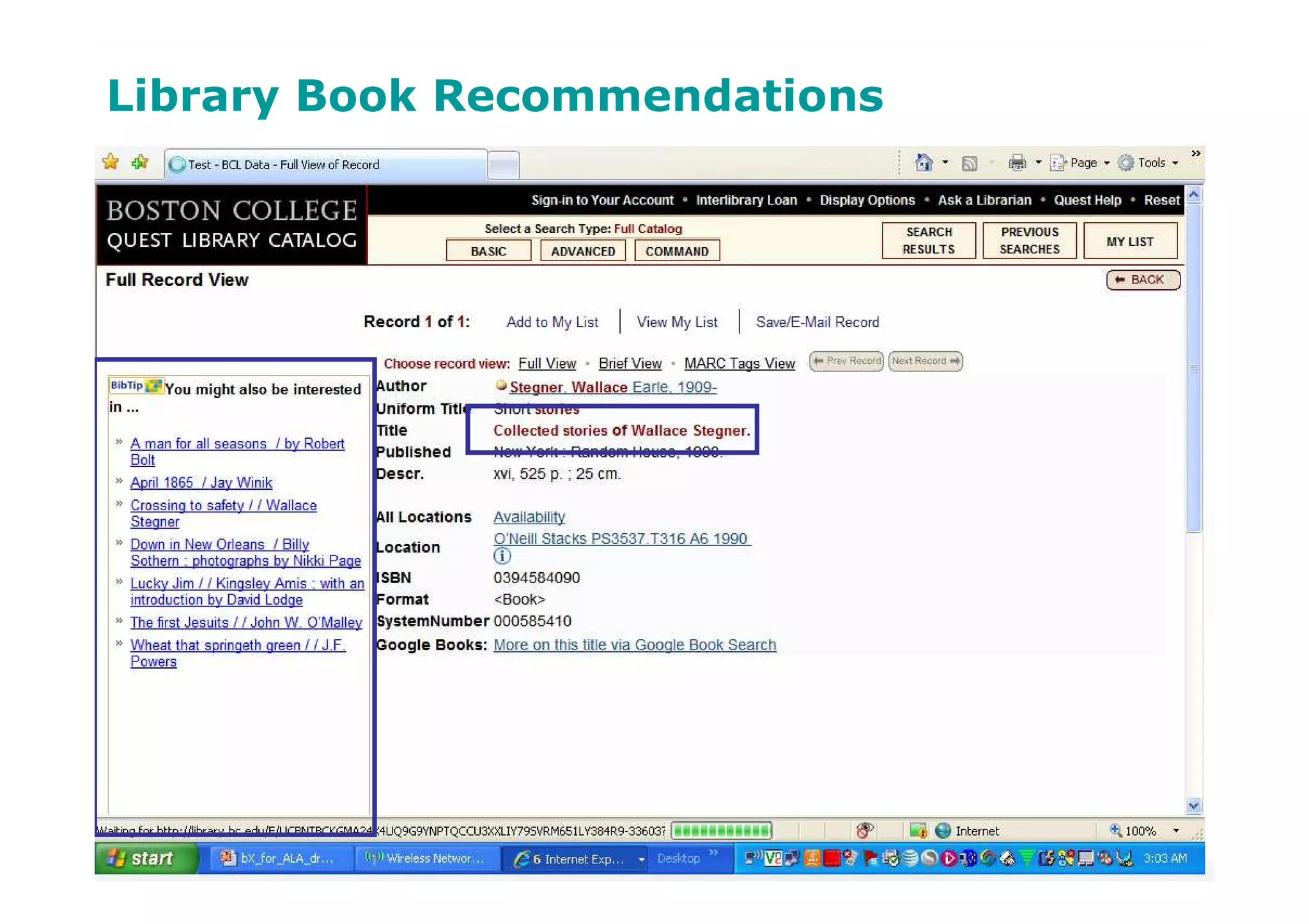 Library Book Recommendations
 