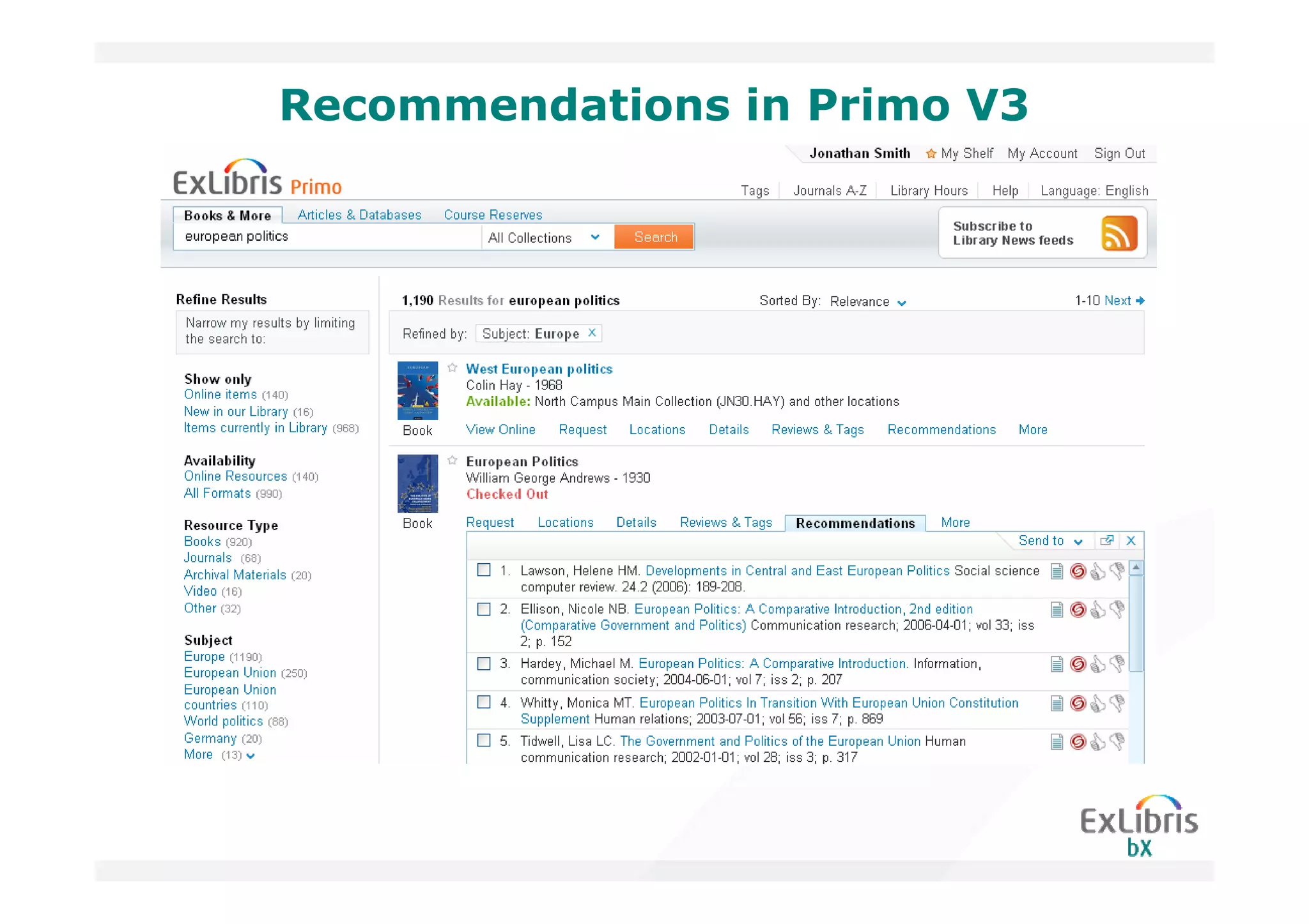 Recommendations in Primo V3
 
