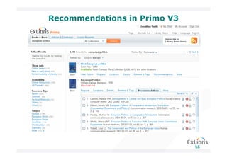Recommendations in Primo V3
 