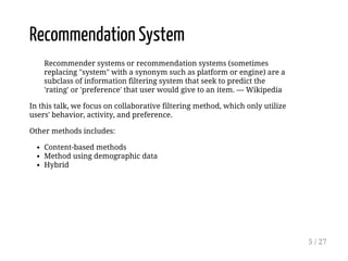 Recommendation System --Theory and Practice