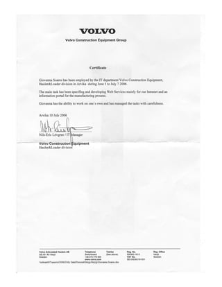 Recommendation Letter Volvo